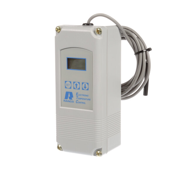 A close-up of a grey electronic control board for an APW Wyott countertop food warmer.