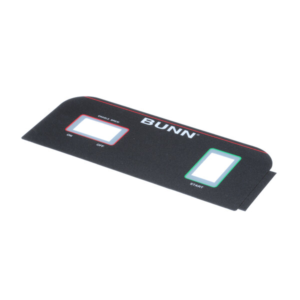 A black rectangular Bunn decal with white text.