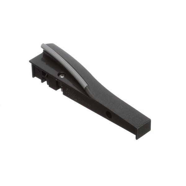 A black plastic end cap for a Manitowoc ice machine with a silver handle.