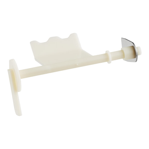 A white plastic Manitowoc Ice damper door clip.