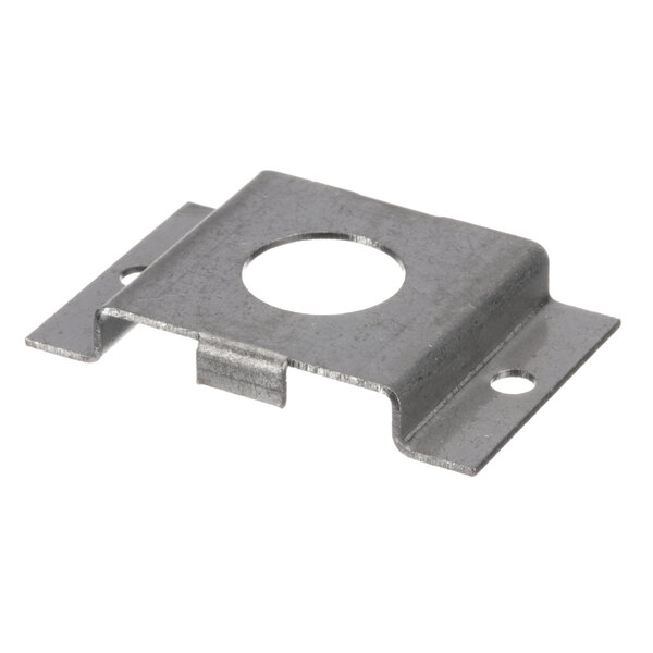 A metal Cleveland return bracket with a hole in the center.