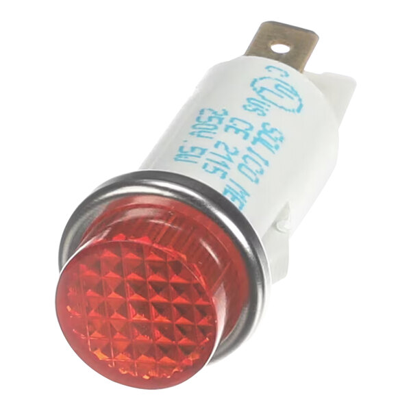 A close-up of a Proluxe green light with a metal ring.