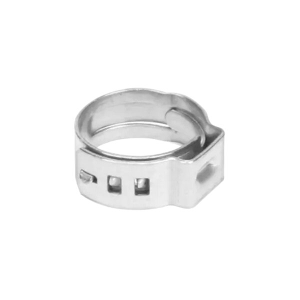 A close-up of a silver Lancer Oetiker clamp with holes.