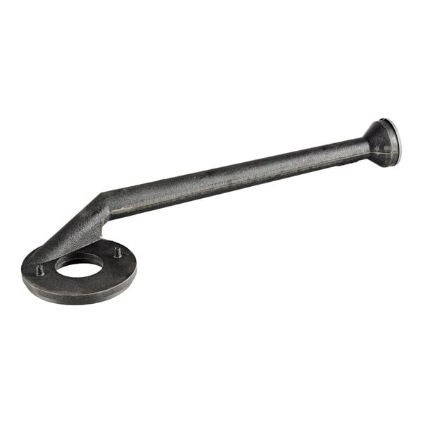 A metal burner component with a circular base and an angled tube, designed for use with Imperial cooking equipment.