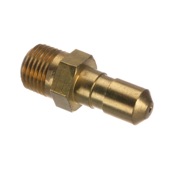 A close-up of a brass Legion Oriface #65 fitting.