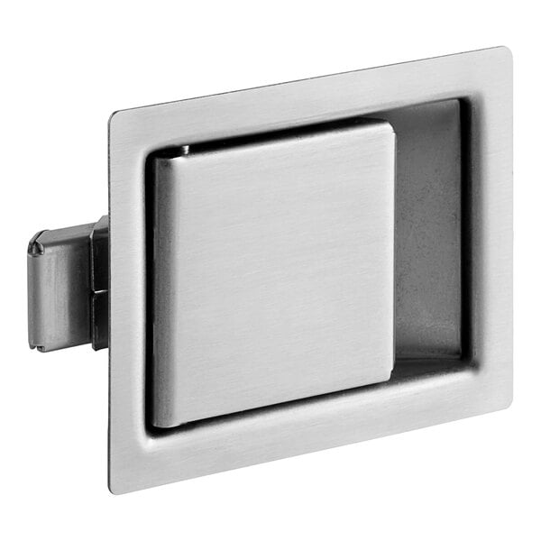 A silver rectangular object with a square metal paddle in the middle.