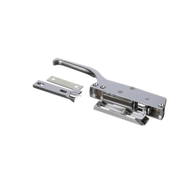 A close-up of a stainless steel Carter-Hoffmann door latch.