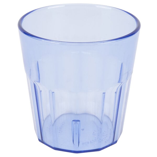 A slate blue Cambro plastic tumbler.