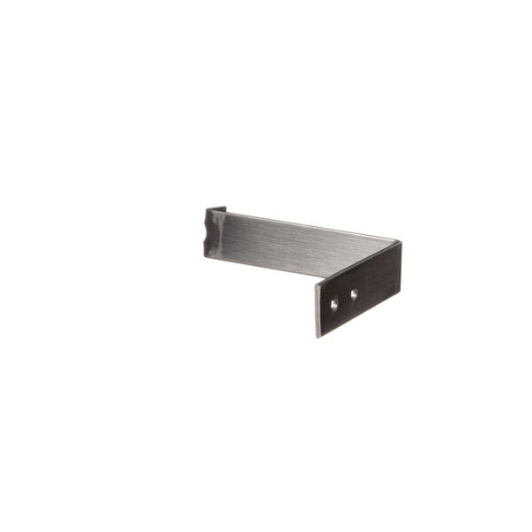A Montague metal shelf bracket with two holes on a metal corner.