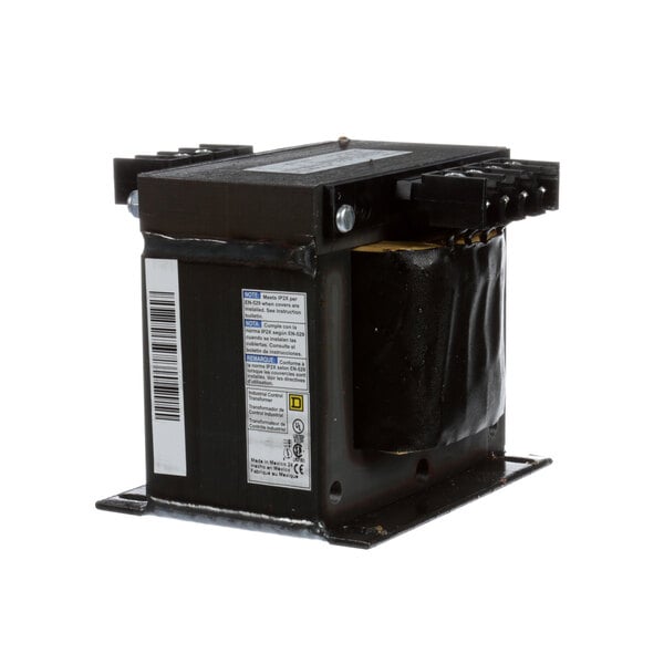 A black rectangular Champion Transformer with a black label.