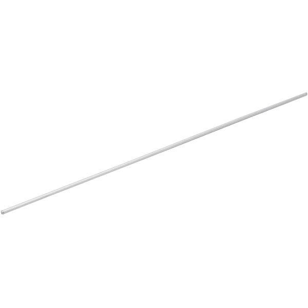 A long thin metal rod with a white handle.