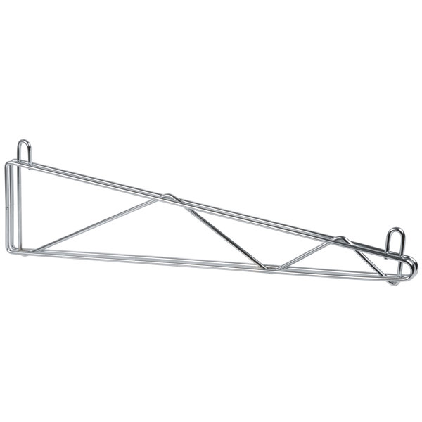 A stainless steel Metro wall mount shelf bracket.