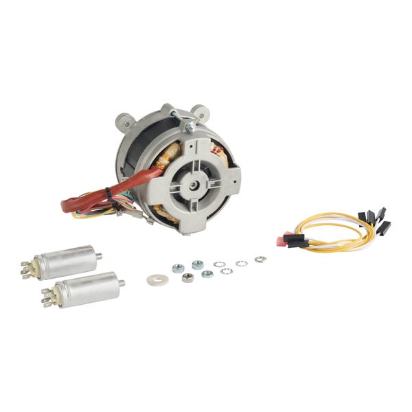 A Moffat 2-speed fan motor kit with wiring, connectors, and mounting hardware.