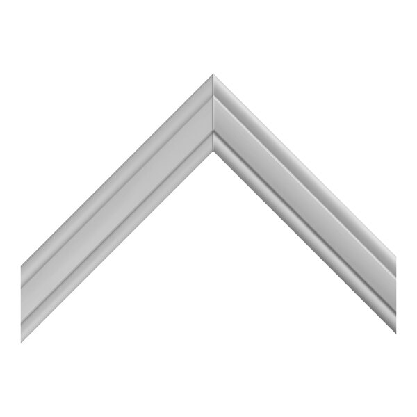 A white, angled piece of molding or trim with a smooth, slightly rounded profile, shown against a plain background.