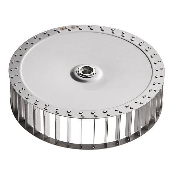 A Moffat M234625 convection oven wheel, a circular metal object with holes in it.