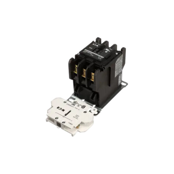 An Alliance Laundry 3-pole contactor with a white cover.