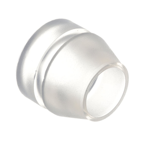 A clear plastic tube with a white silicone seal on the end.