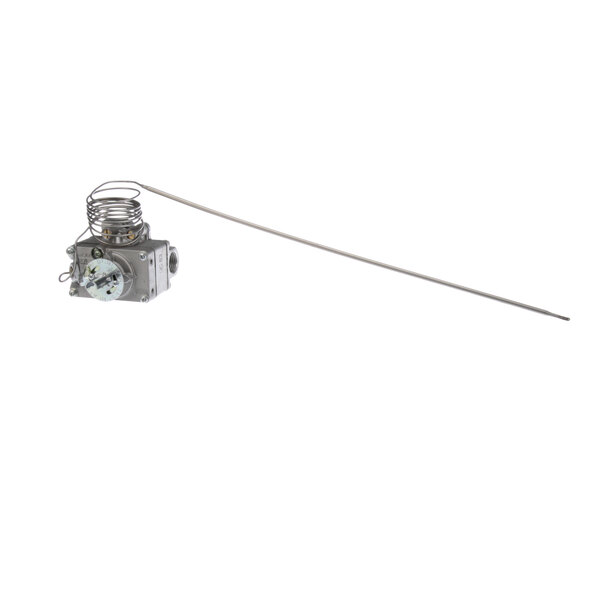 A metal Jade Range gas thermostat with a long metal rod.