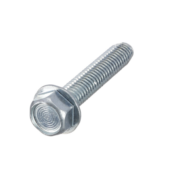 A close-up of a Hobart hex head self tapping screw.
