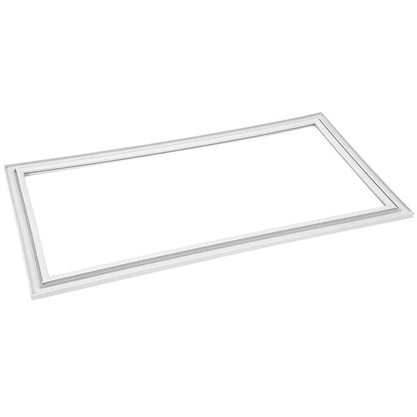 A white rectangular frame with a white border.