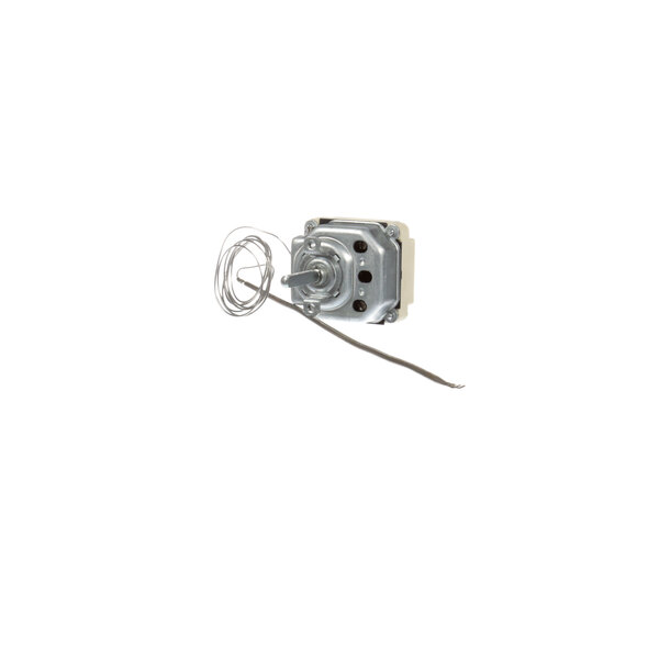 A Revent steam thermostat, a small metal device with a wire.