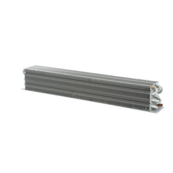 A close-up of a True Refrigeration evaporator coil.