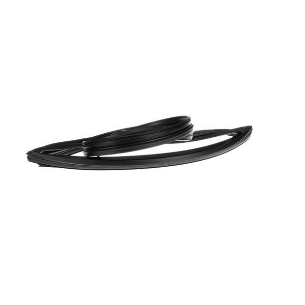 A close up of a black rubber True Refrigeration door gasket.