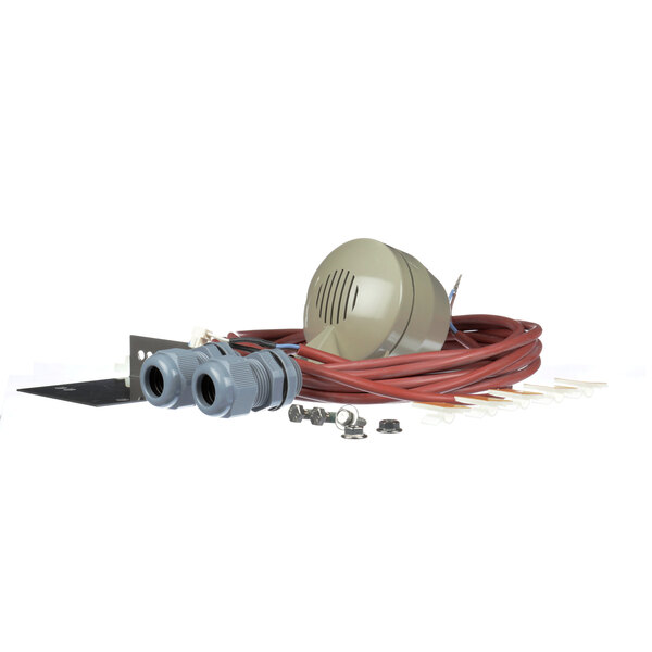 A red and white electrical cable and hose for a Rational Retro Kit Signal Horn.