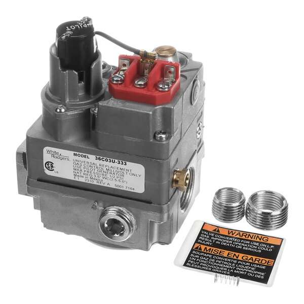 A close-up of a Groen natural gas valve.
