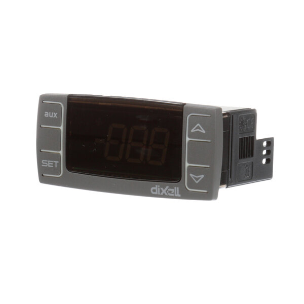 A close-up of a digital device with a white screen displaying a digital number.