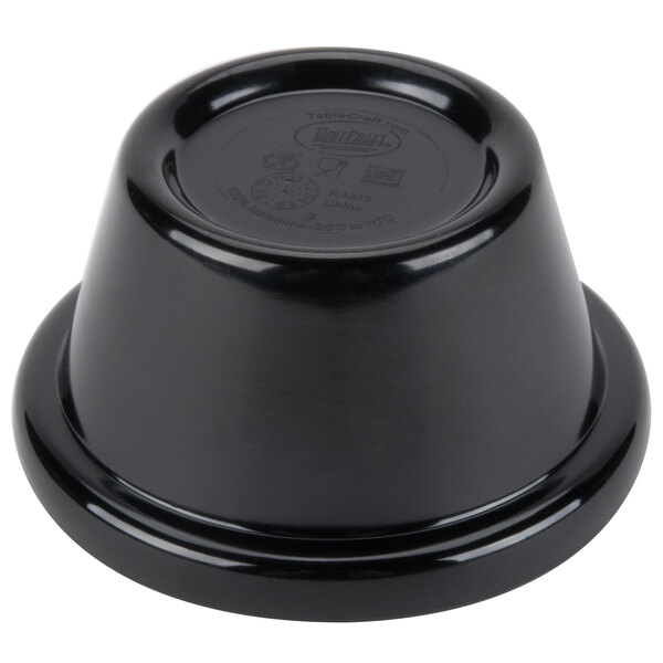 A black Tablecraft melamine ramekin.