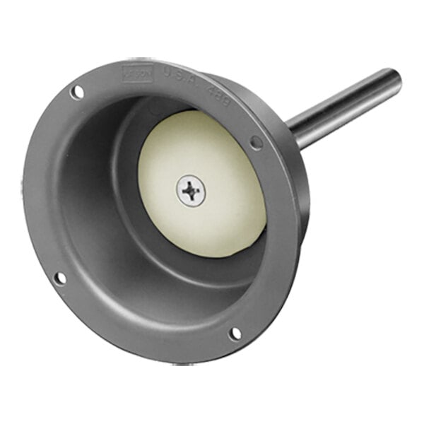 A recessed push rod with a circular flange and a central rod, designed for installation in doors or panels.