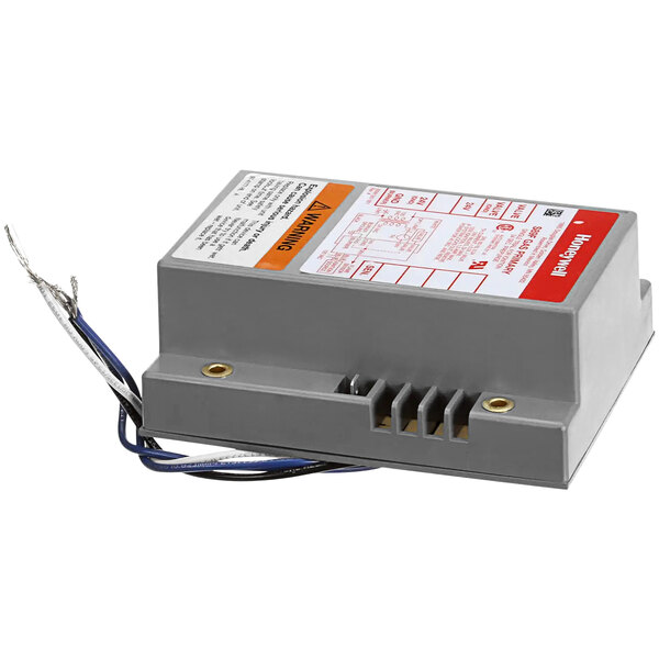 close-up of a grey box with wires