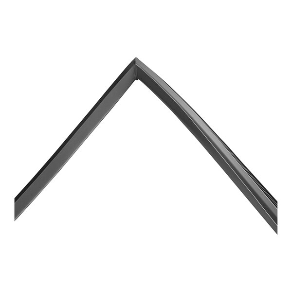 A close-up of a curved metal corner on a black Alto-Shaam rotisserie oven door gasket.