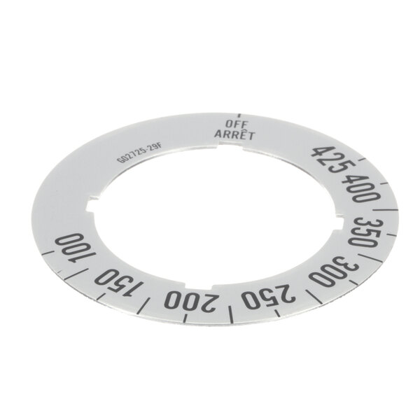 A circular white Cleveland dial with black numbers.