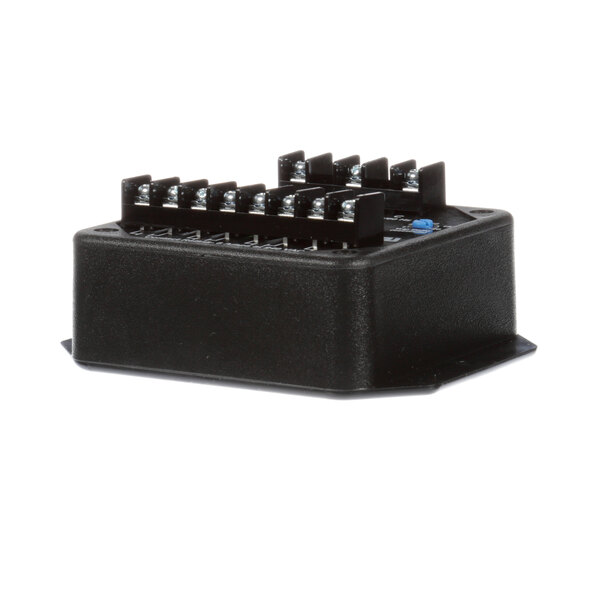 a black electrical device with many small metal parts