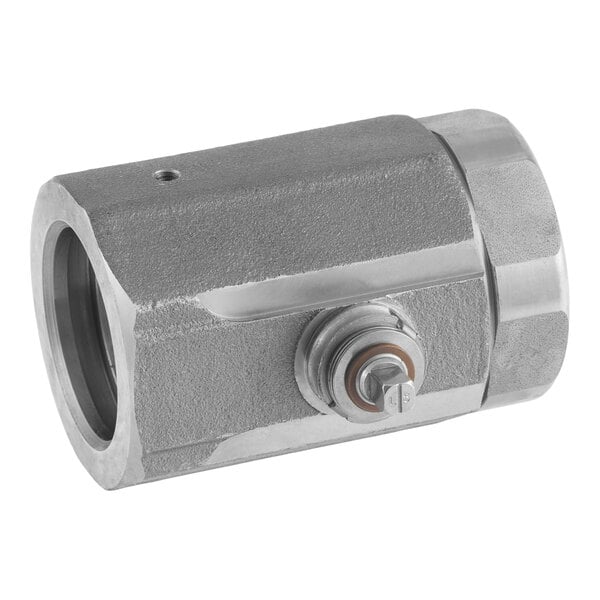 A metal drain valve for a Frymaster M5G30U with a 1-1/4 inch opening.