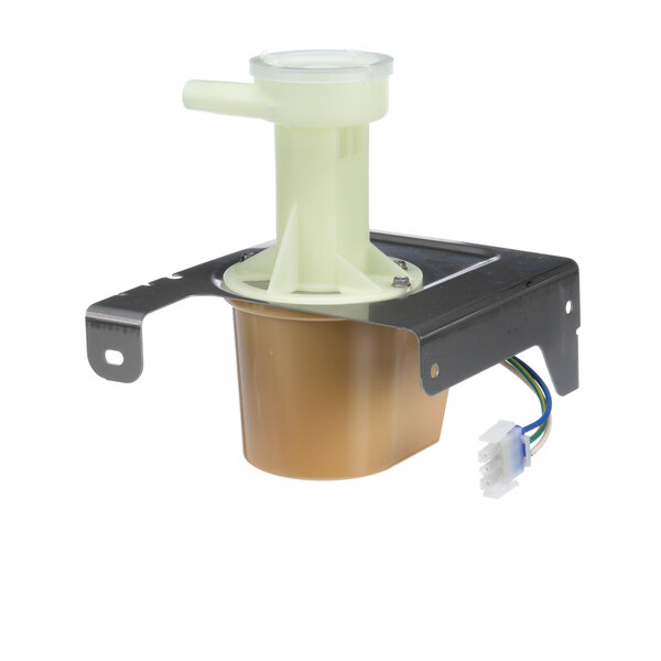 a brown container with a white handle
