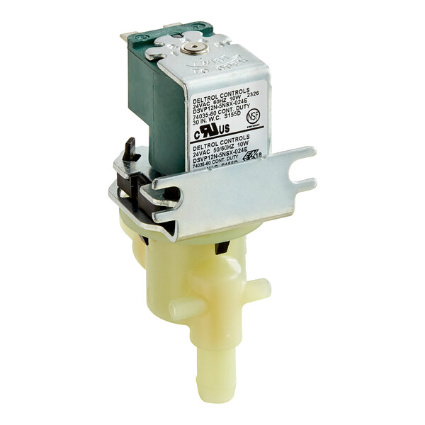 A close-up of a Hoshizaki water valve on a white background.