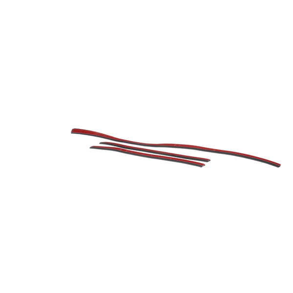 A close-up of a black and red cable on a white background.