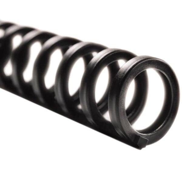 A box of black Swingline GBC ProClick binding spines with black metal rings.