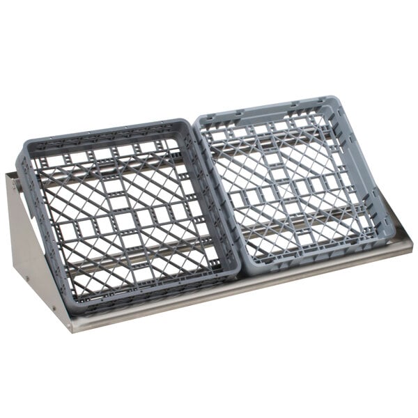 A 42" wall mounted metal rack with two tubular shelves.