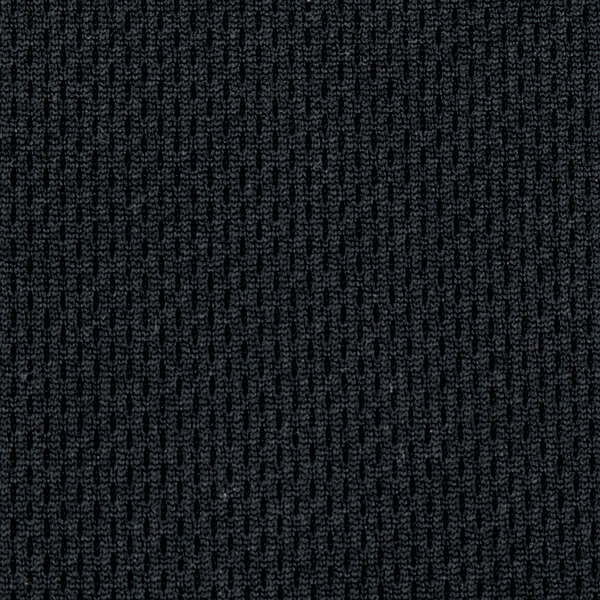A close up of the black fabric texture on a Mercer Culinary Millennia Air cook jacket.
