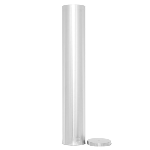 A silver Vollrath cup dispenser with a cap.