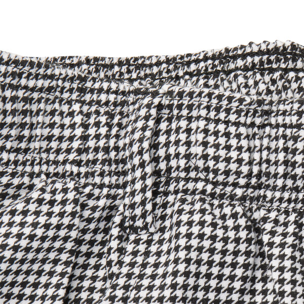 Mercer Culinary Millennia Women's Houndstooth Cook Pants with a black and white houndstooth pattern.