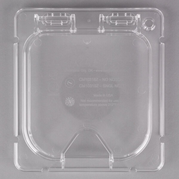 a clear plastic container with a hole in the middle