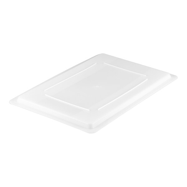 A Carlisle white plastic lid with a square top.