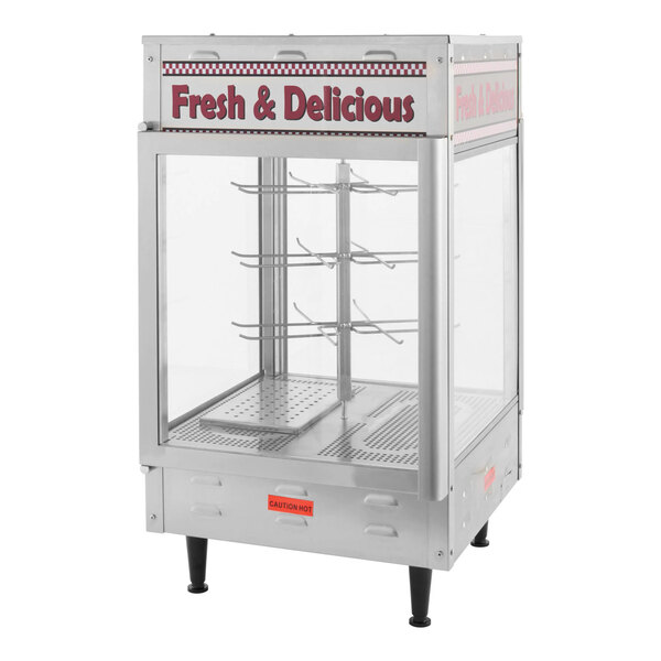 Benchmark USA 51012 Humidified Rotating Pizza / Pretzel Display Warmer with Pretzel Rack and 12" Pizza Rack - 120V, 1480W