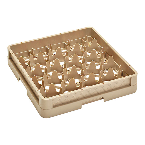 A beige Vollrath Traex plastic container with many holes.