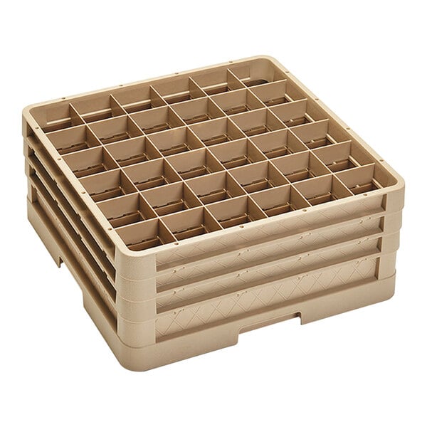 Vollrath CR7CCC Traex® 36 Compartment Beige Full-Size Closed Wall 7 7/8" Glass Rack with 3 Extenders